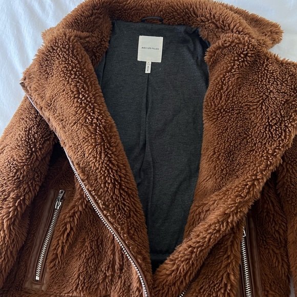 Avec Les Filles Brown Teddy Moto Jacket - Picture 8 of 10